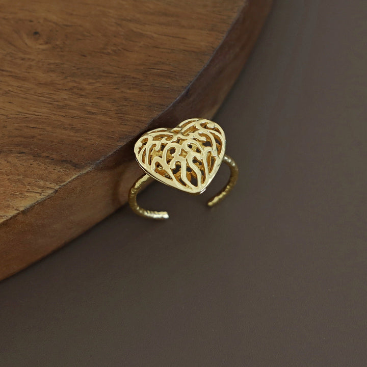 Lyla Golden Textured Heart Ring