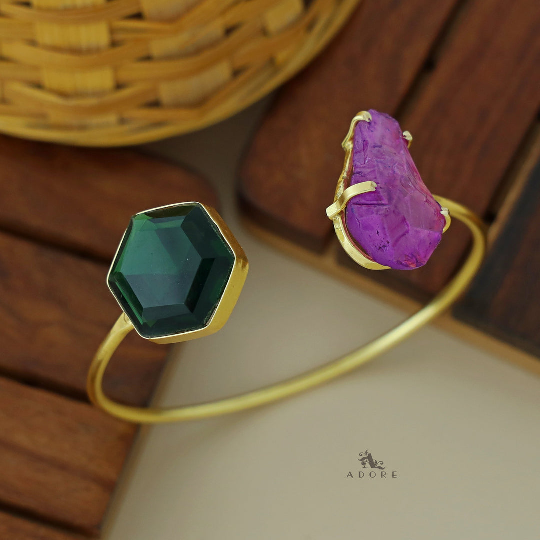 Sienna Dyed Stone Glossy Hexagon Bangle