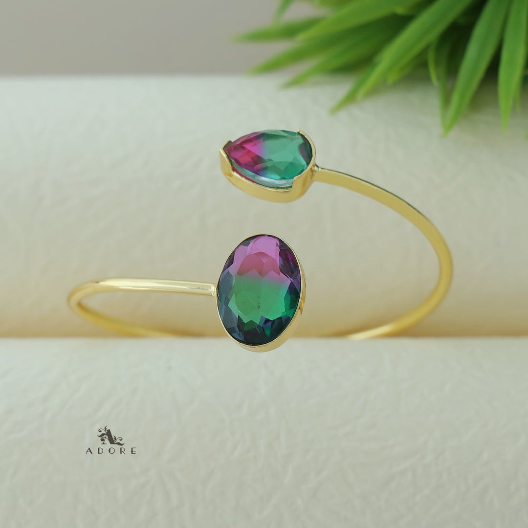 Glossy Oval Ametrine Stone Bangle