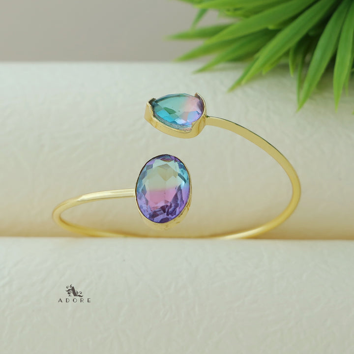 Glossy Oval Ametrine Stone Bangle