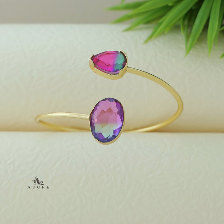 Glossy Oval Ametrine Stone Bangle