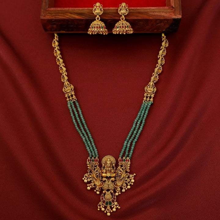 Chayanika Lakshmi Pendant Layered Mayura Neckpiece With Earring