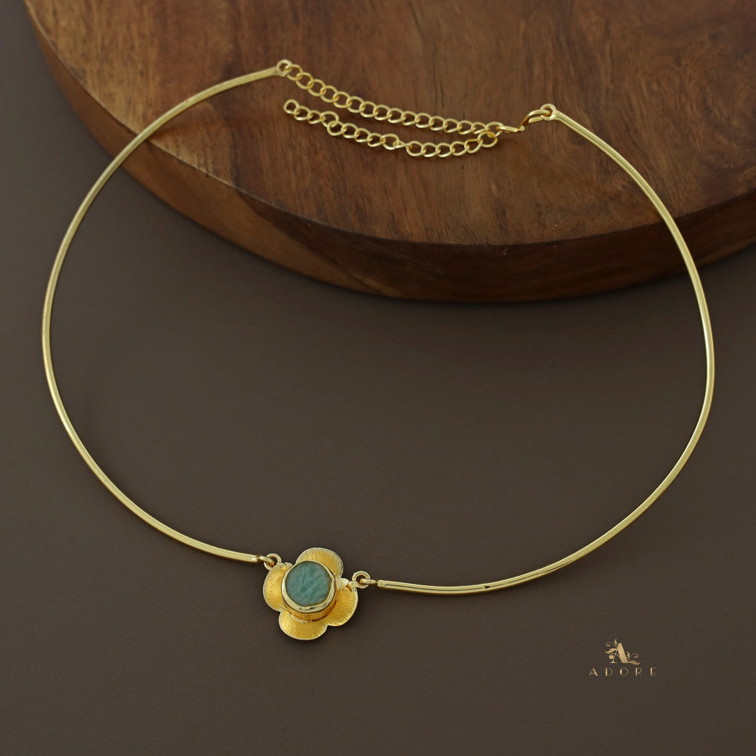 Golden Flower Raw Stone Neck Cuff