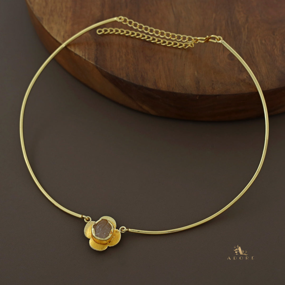 Golden Flower Raw Stone Neck Cuff