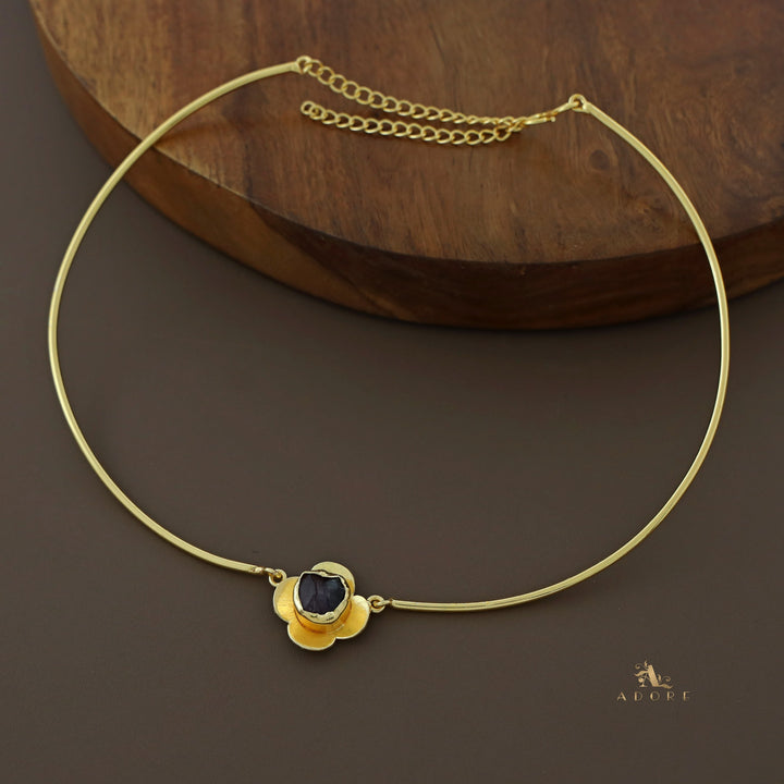 Golden Flower Raw Stone Neck Cuff