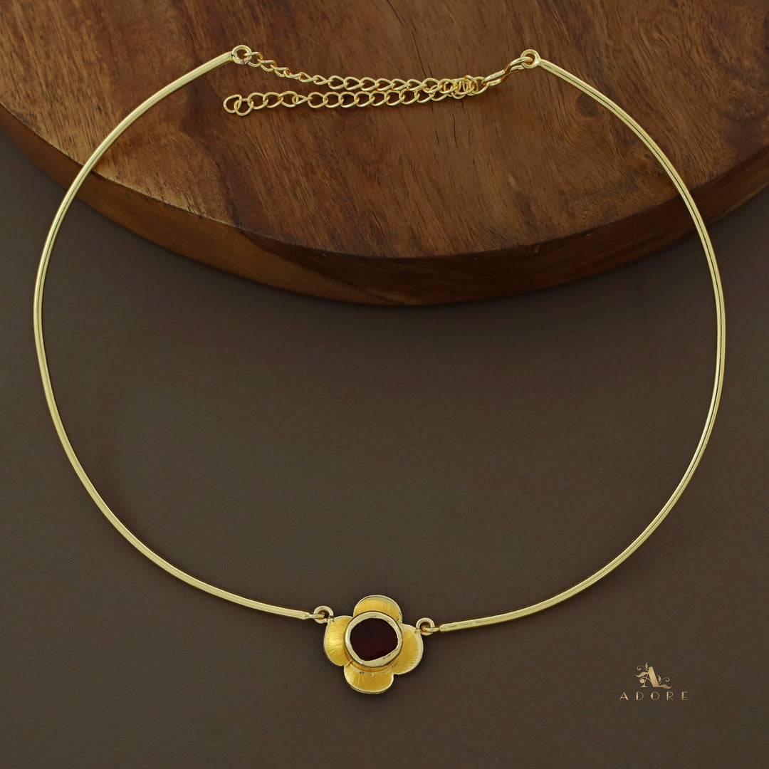 Golden Flower Raw Stone Neck Cuff