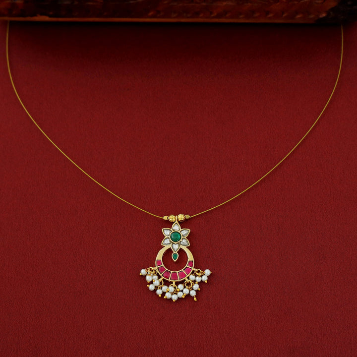 Kala Floral Jadau Kundan Cluster Pearl String Neckpiece