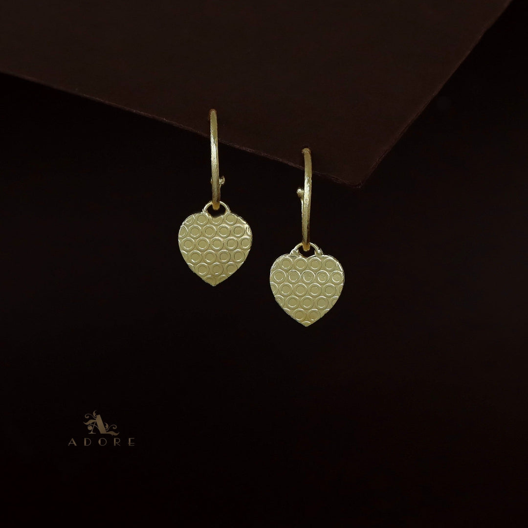 Enora Golden Textured Heart Hoop Earring