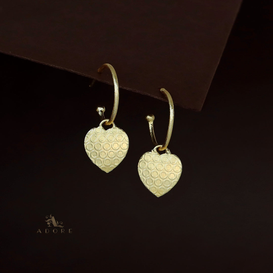 Enora Golden Textured Heart Hoop Earring