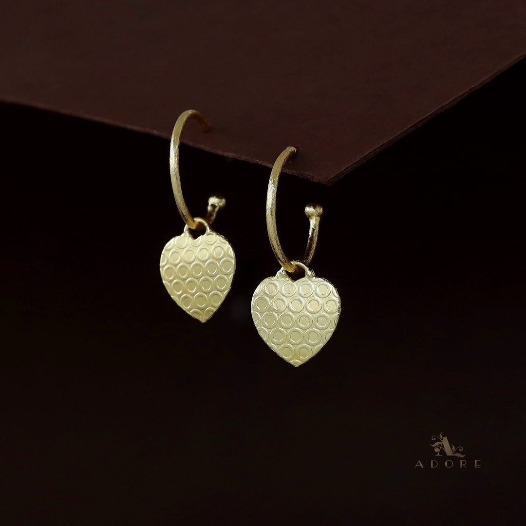 Enora Golden Textured Heart Hoop Earring