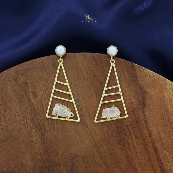 Adrika Golden Triangular Earring with Pearl