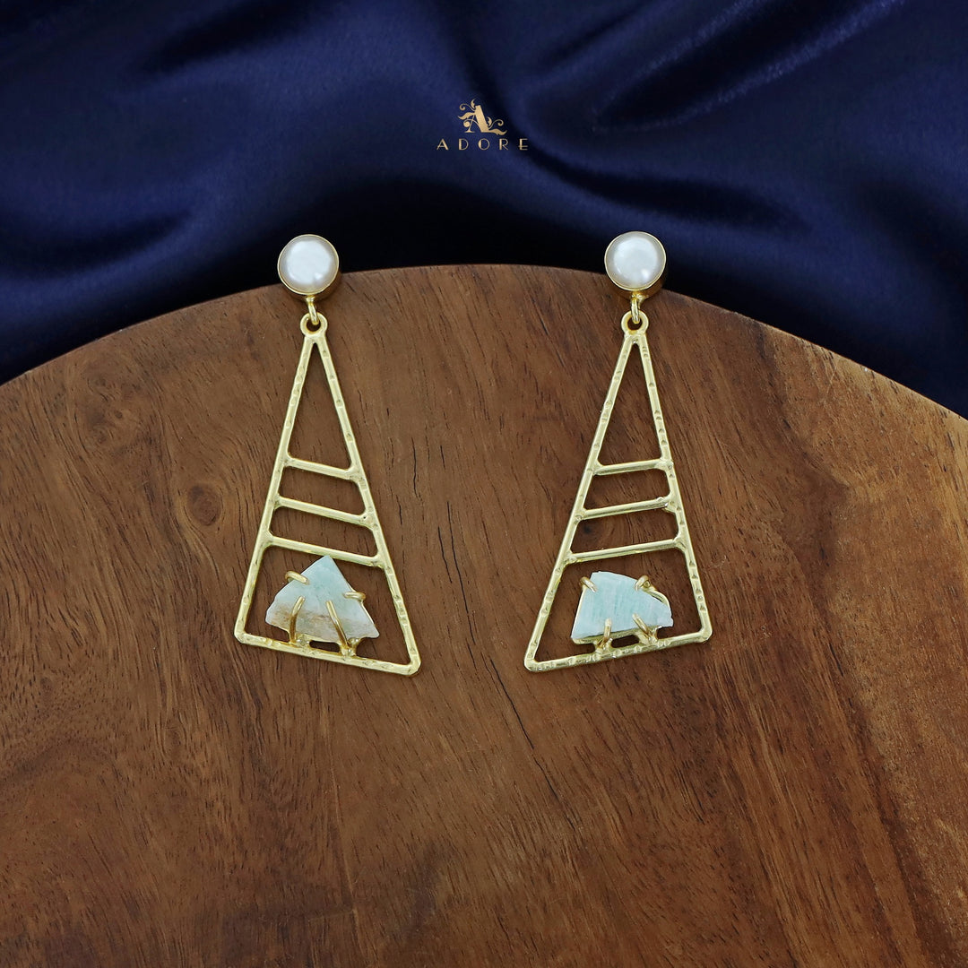 Adrika Golden Triangular Earring with Pearl