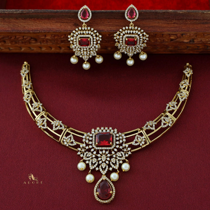 Bulbul Victorian AD Stone Neckpiece With Pearl