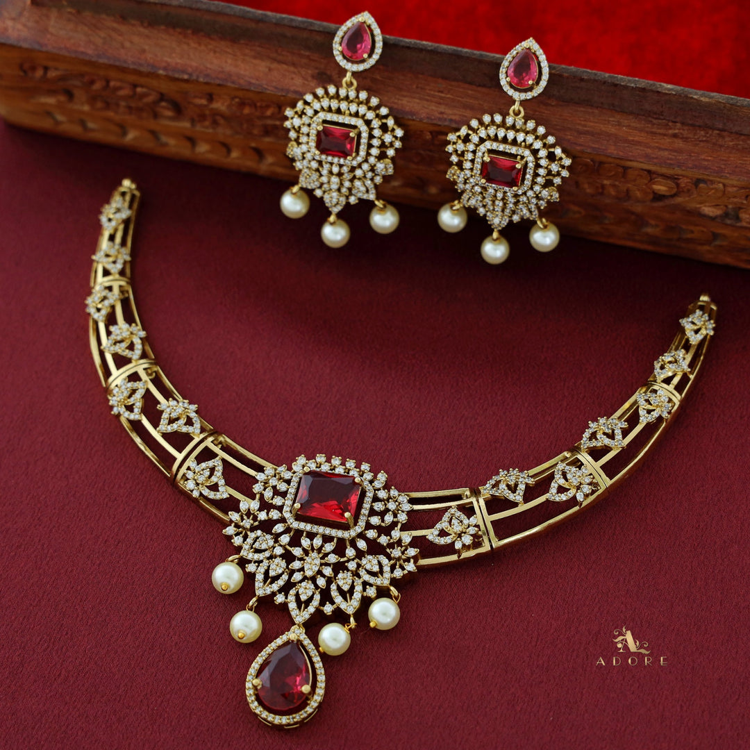 Bulbul Victorian AD Stone Neckpiece With Pearl