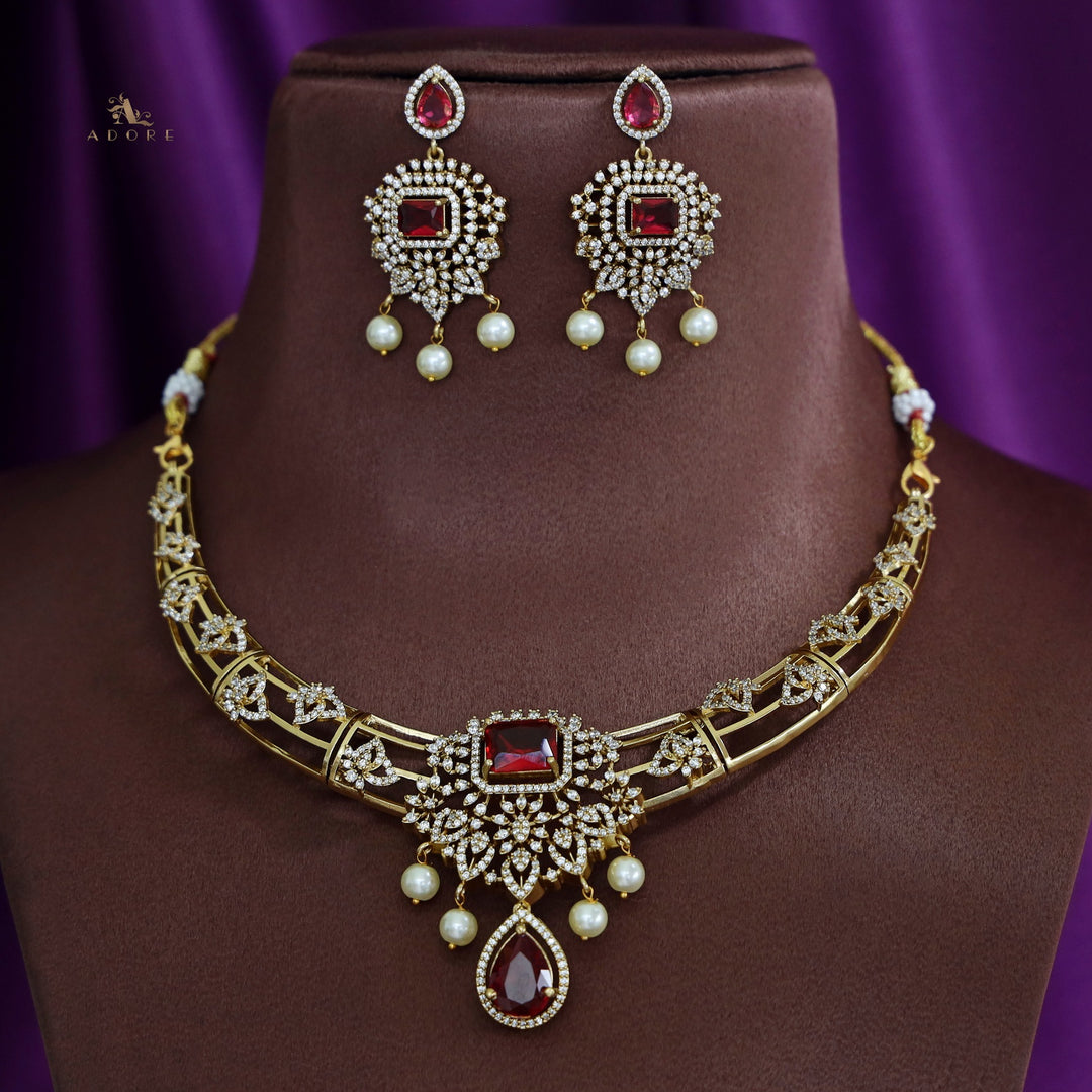 Bulbul Victorian AD Stone Neckpiece With Pearl