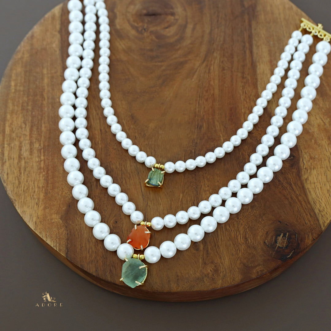 Raiza 3 Layer Raw Stone Pearl Neckpiece