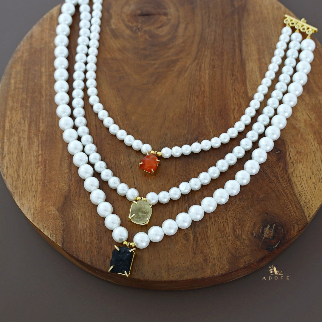 Raiza 3 Layer Raw Stone Pearl Neckpiece