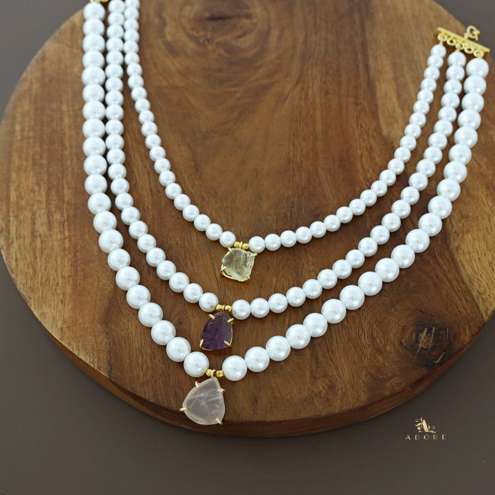 Raiza 3 Layer Raw Stone Pearl Neckpiece