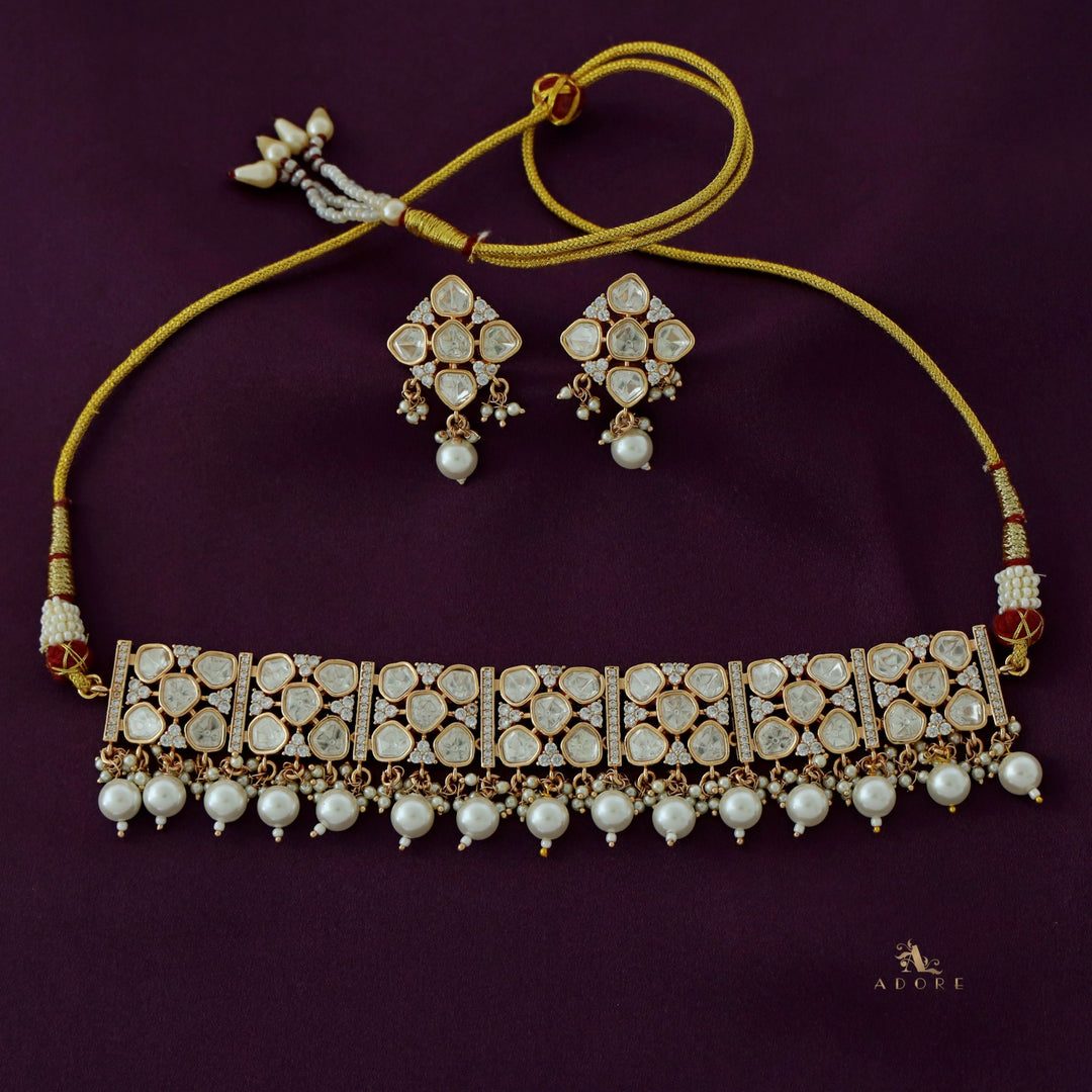 Vanya Premium Kundan Pearl Choker with Earring