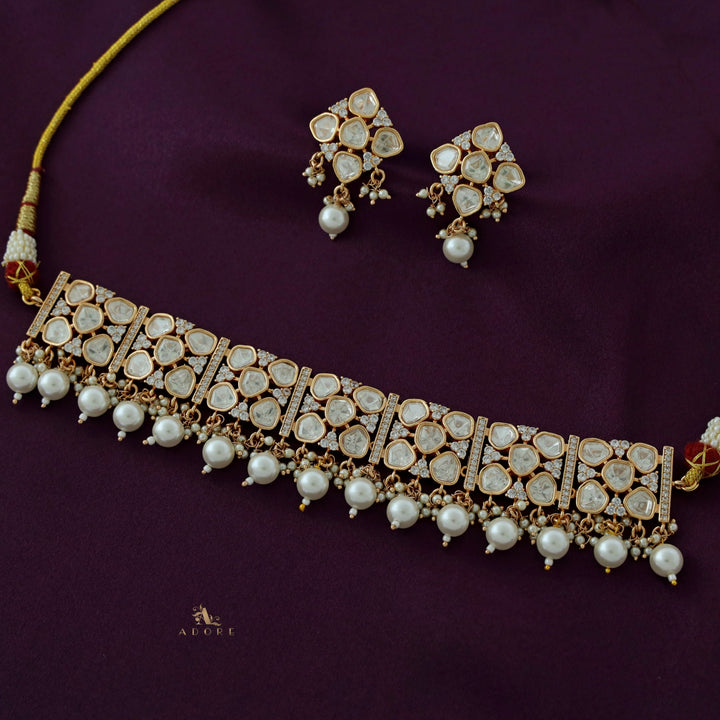 Vanya Premium Kundan Pearl Choker with Earring