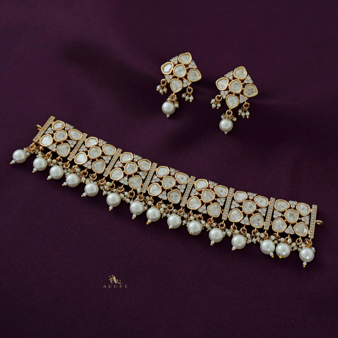 Vanya Premium Kundan Pearl Choker with Earring