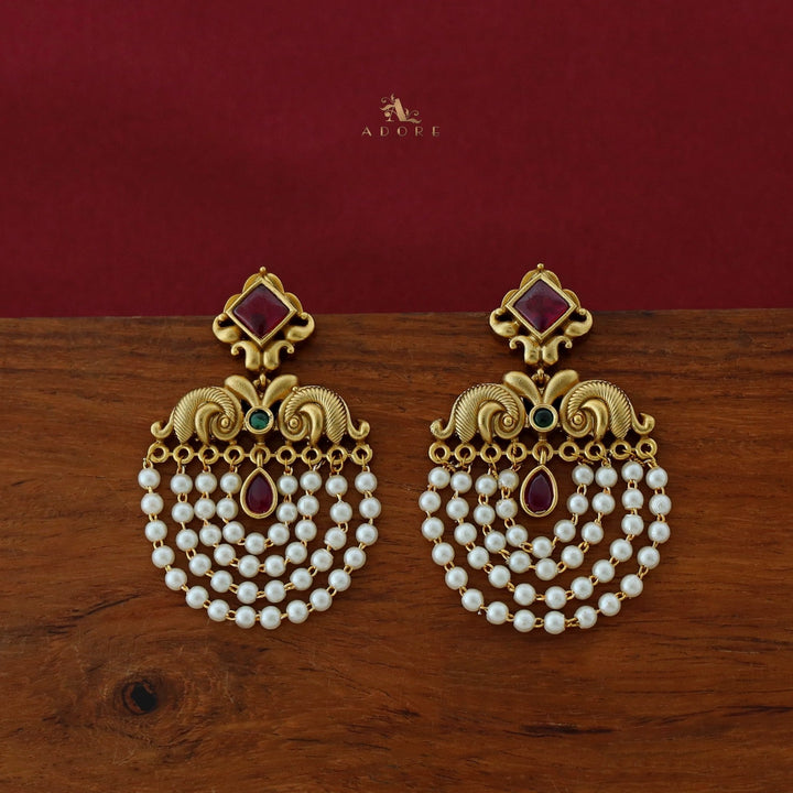 Avantika Diamond Circle Dew Drop Pearl Cluster Earring