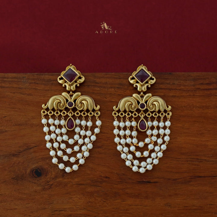 Avantika Diamond Circle Dew Drop Pearl Cluster Earring