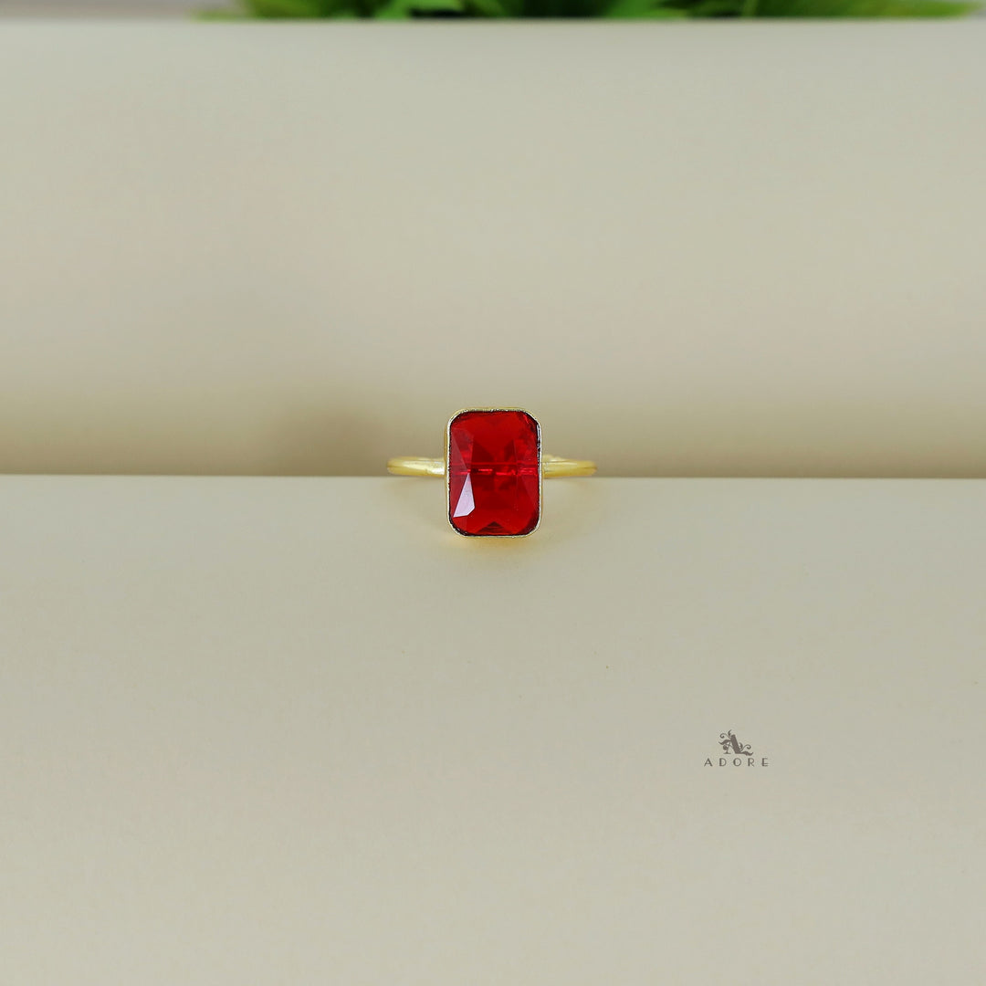 Adriana Golden Glossy Rectangle Ring