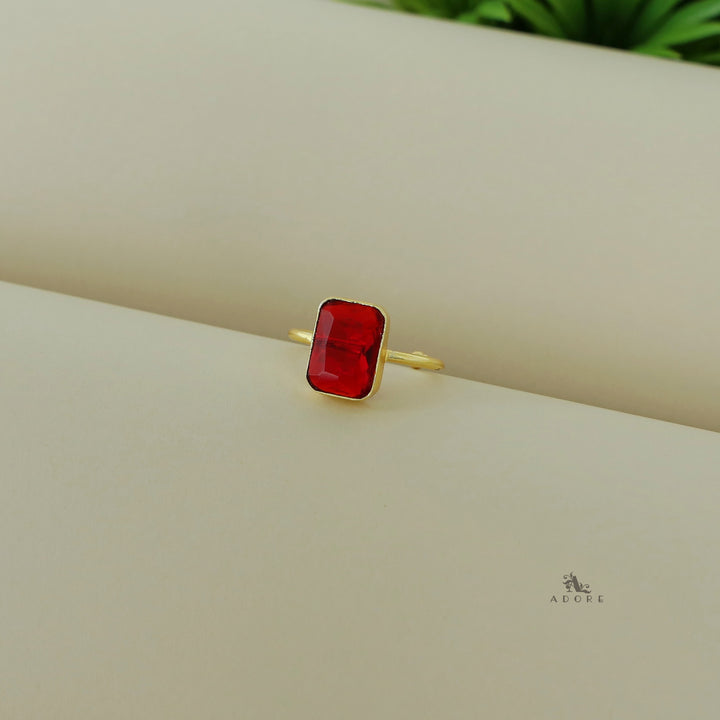 Adriana Golden Glossy Rectangle Ring