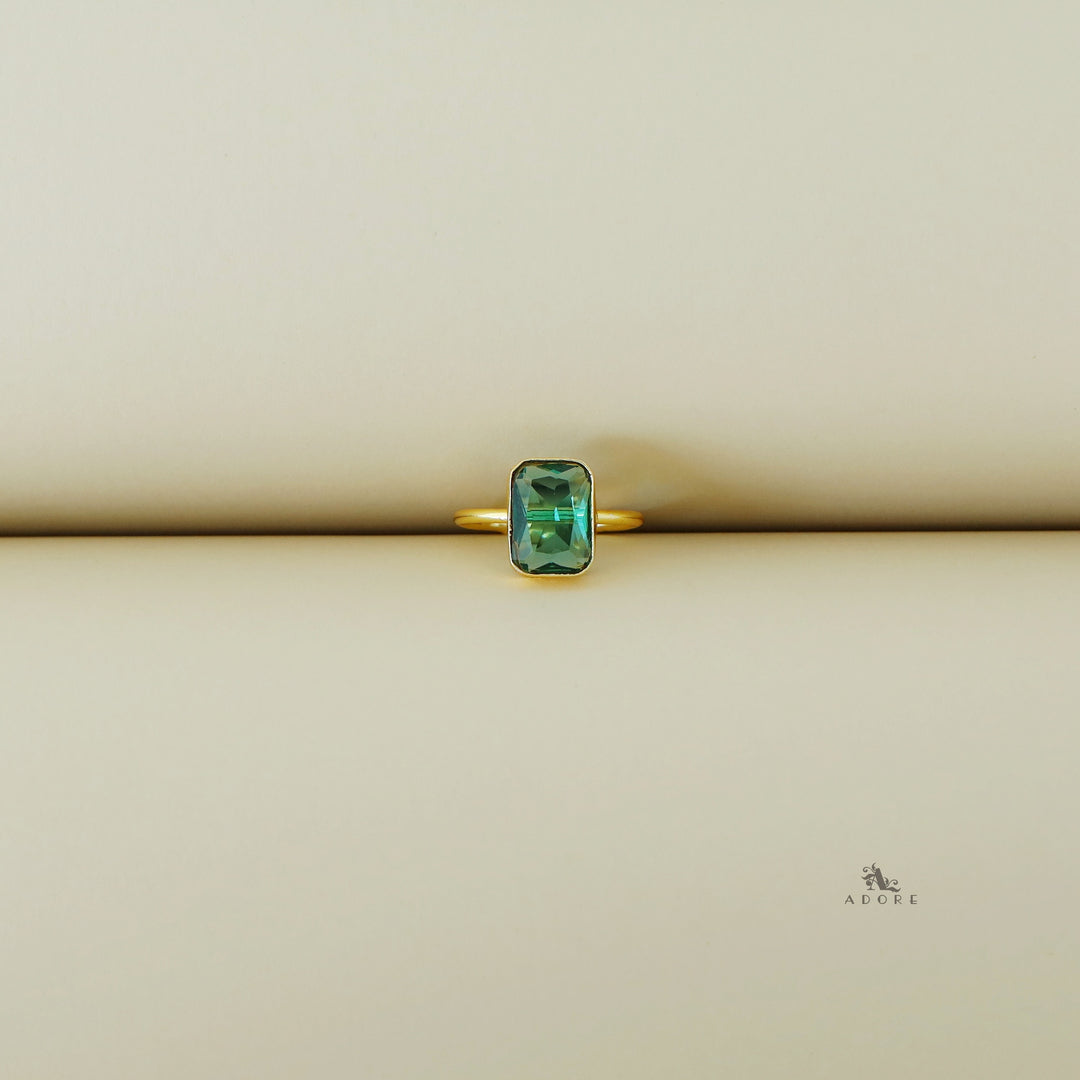 Adriana Golden Glossy Rectangle Ring