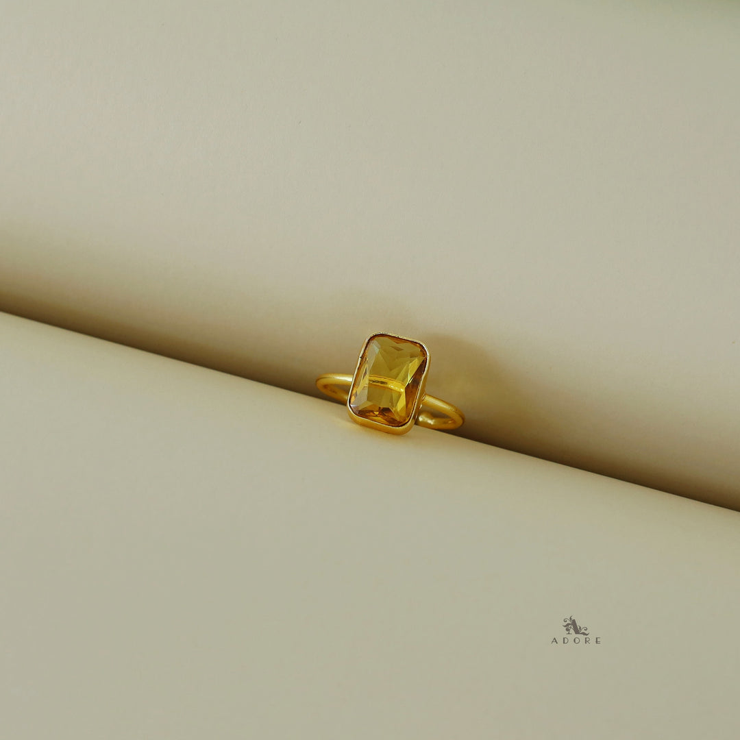 Adriana Golden Glossy Rectangle Ring