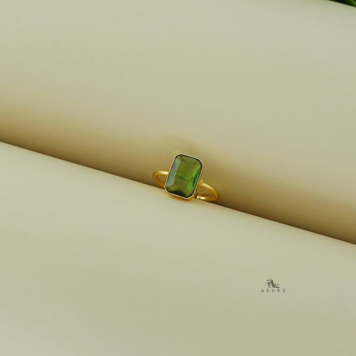 Adriana Golden Glossy Rectangle Ring