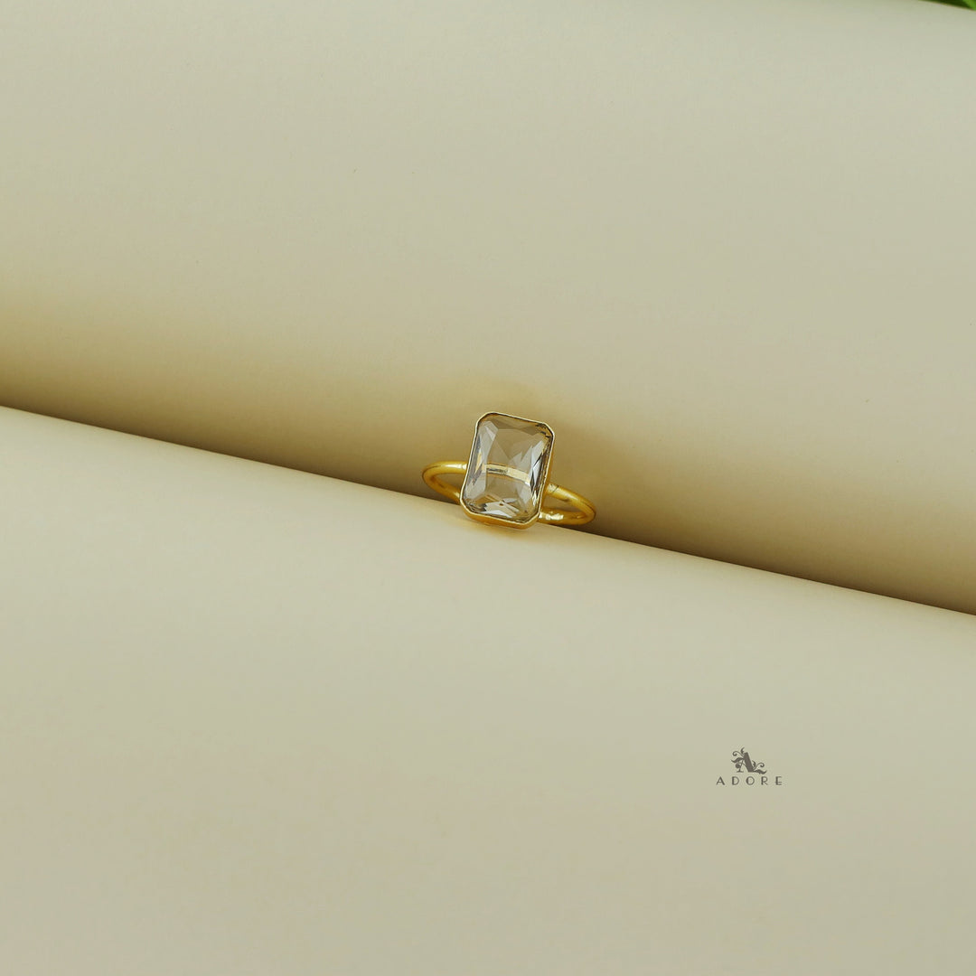 Adriana Golden Glossy Rectangle Ring