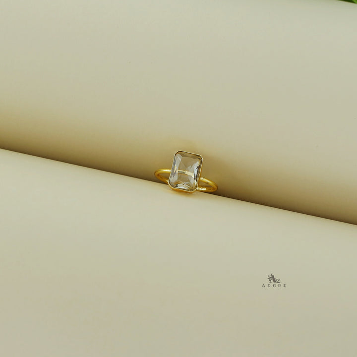 Adriana Golden Glossy Rectangle Ring