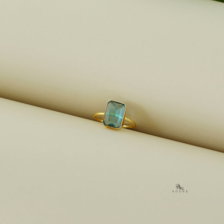 Adriana Golden Glossy Rectangle Ring