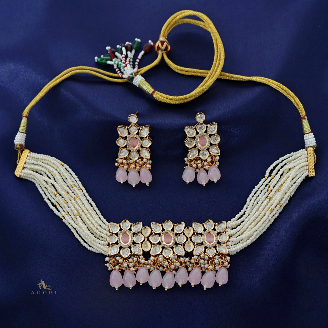 Premium Aehili Polki Kundan Neckpiece With Earring