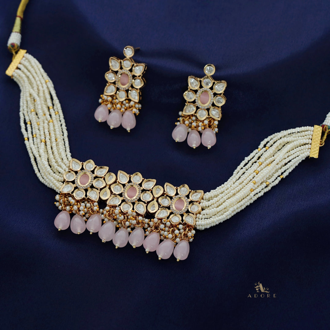 Premium Aehili Polki Kundan Neckpiece With Earring