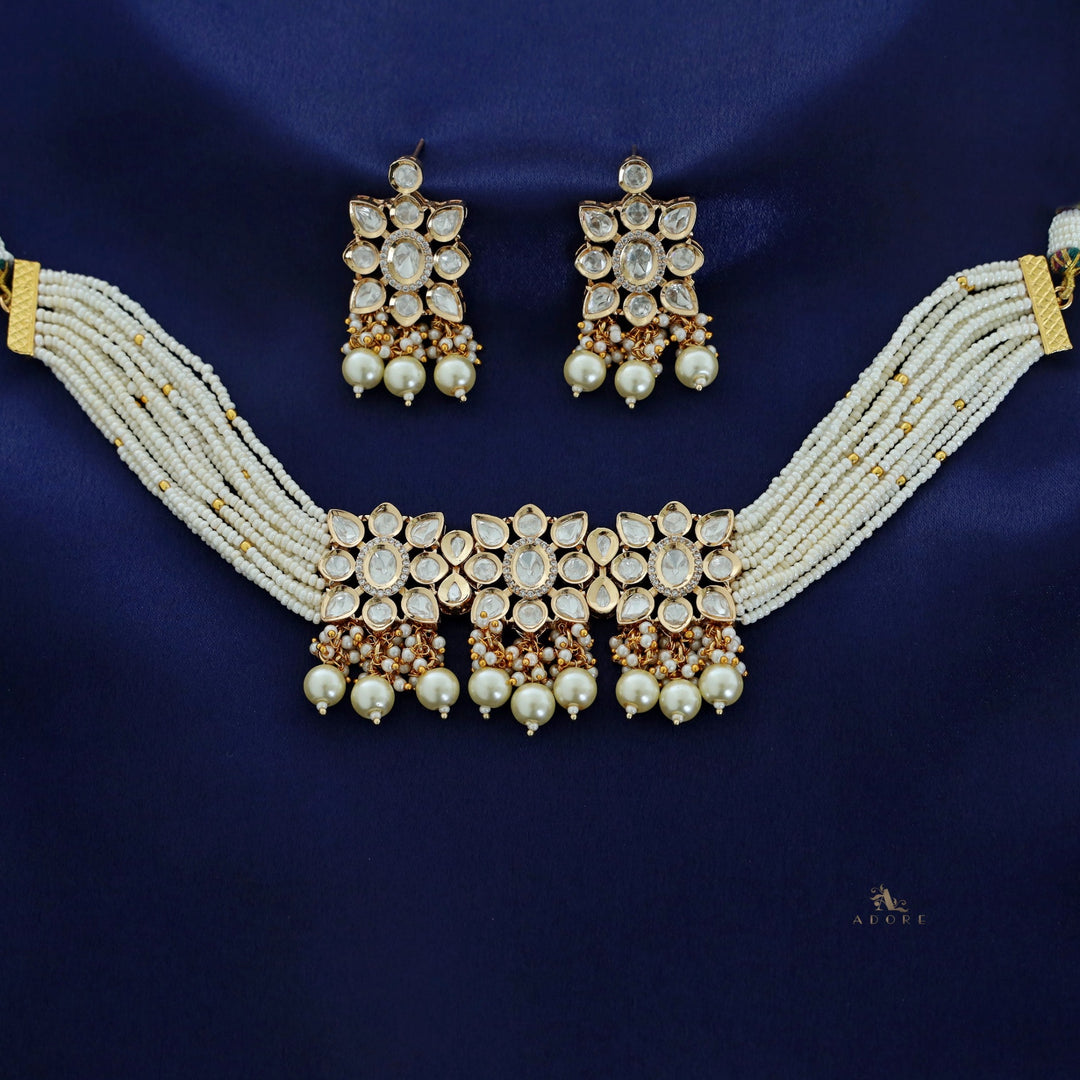 Premium Aehili Polki Kundan Neckpiece With Earring