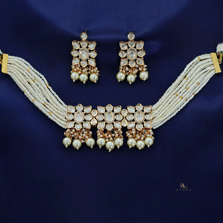 Premium Aehili Polki Kundan Neckpiece With Earring