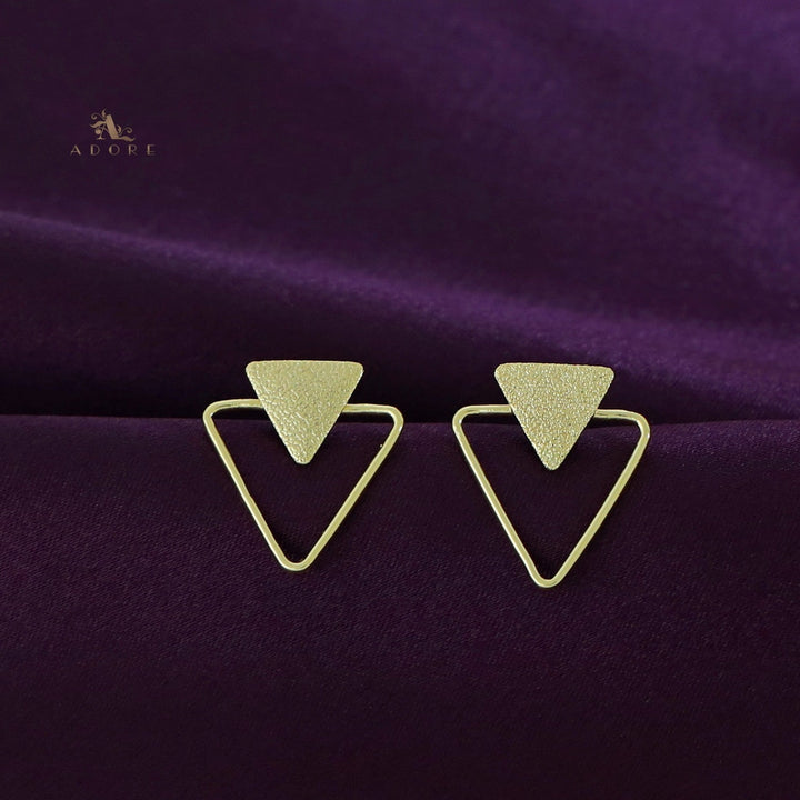 Layla Golden Textured Dual Triangle Earring