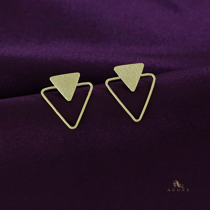 Layla Golden Textured Dual Triangle Earring