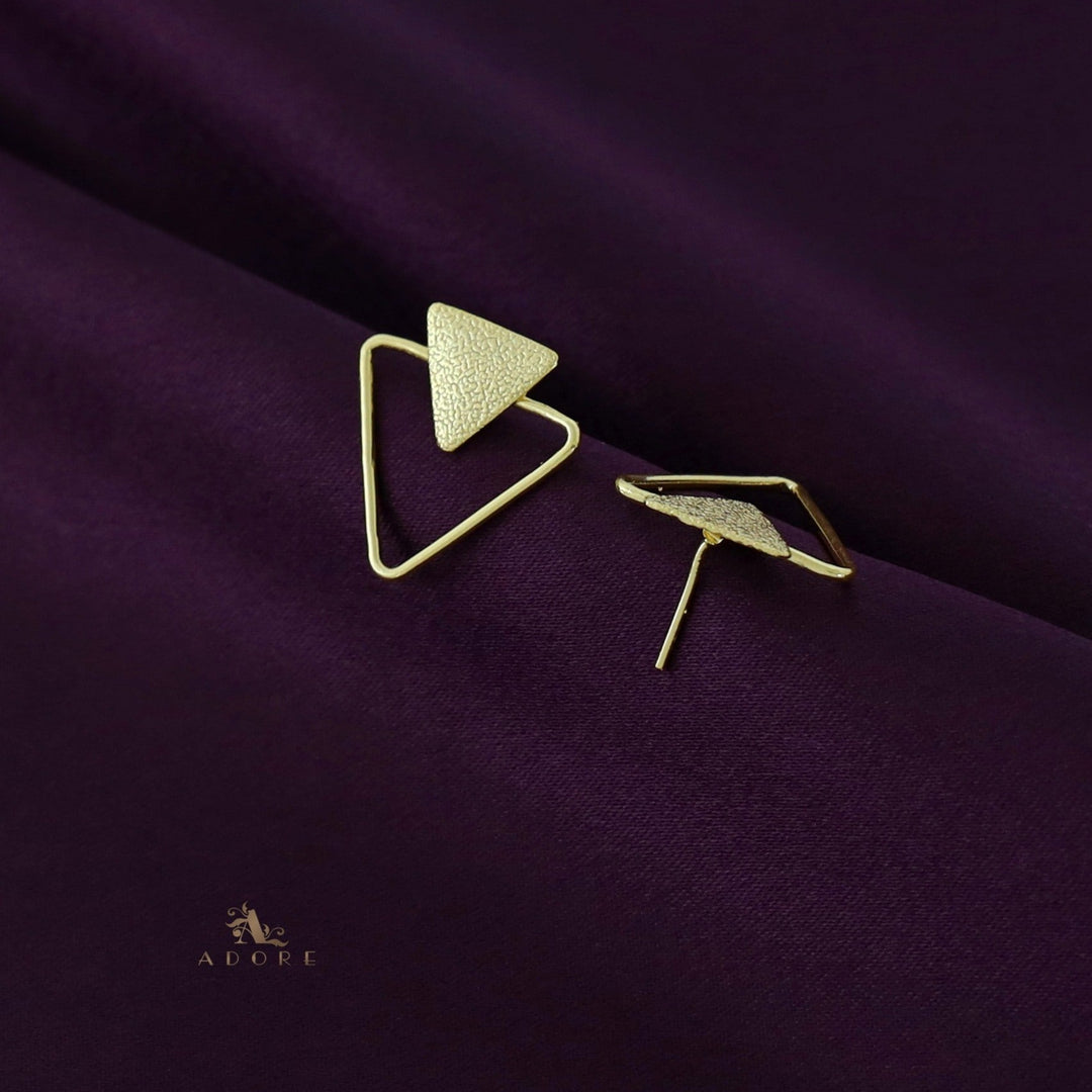 Layla Golden Textured Dual Triangle Earring