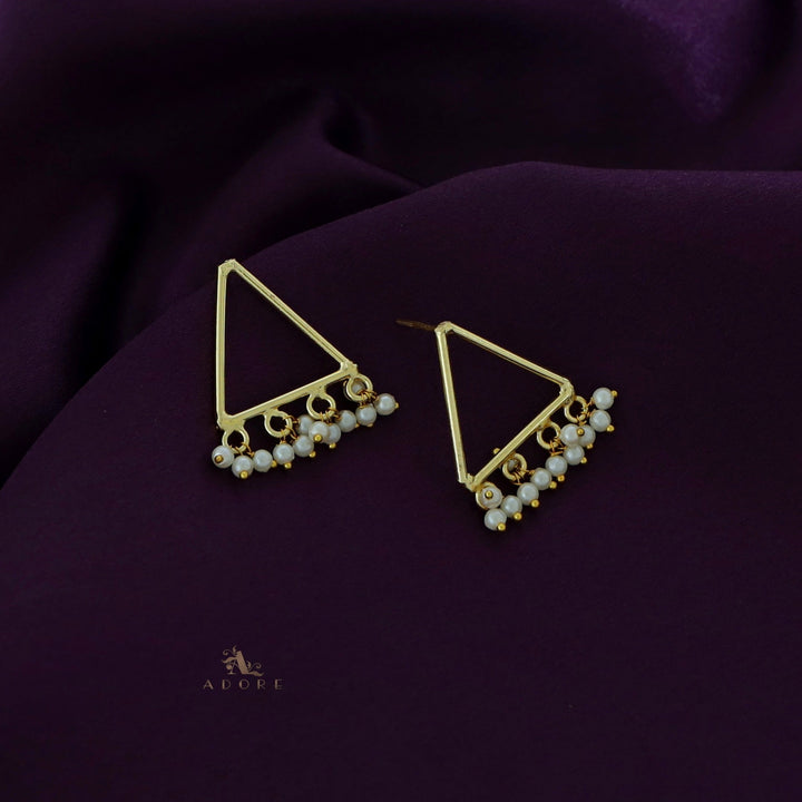 Golden Triangle And Cluster Pearl Earring