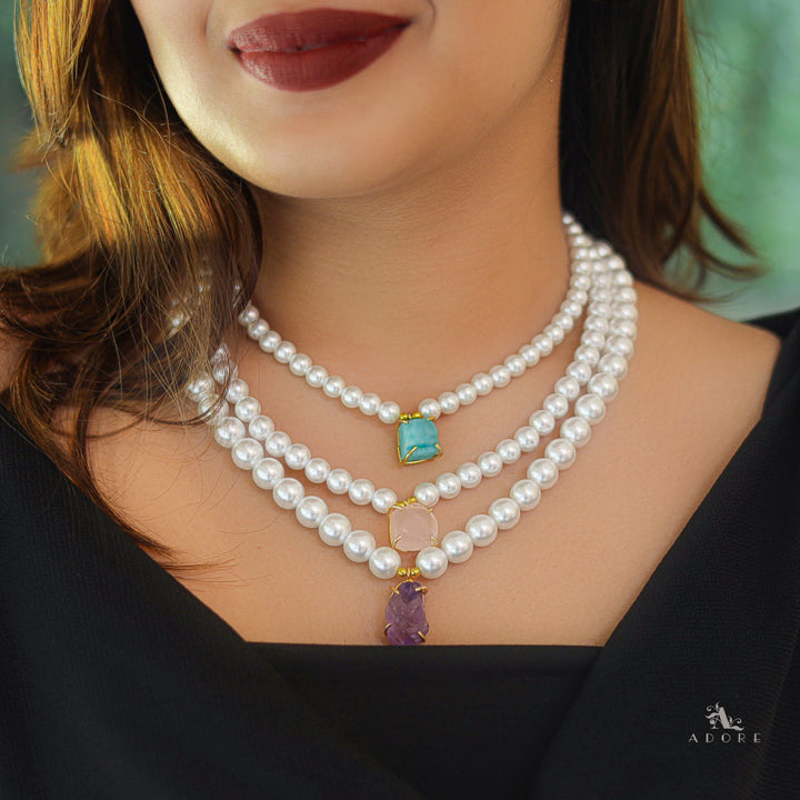 Raiza 3 Layer Raw Stone Pearl Neckpiece