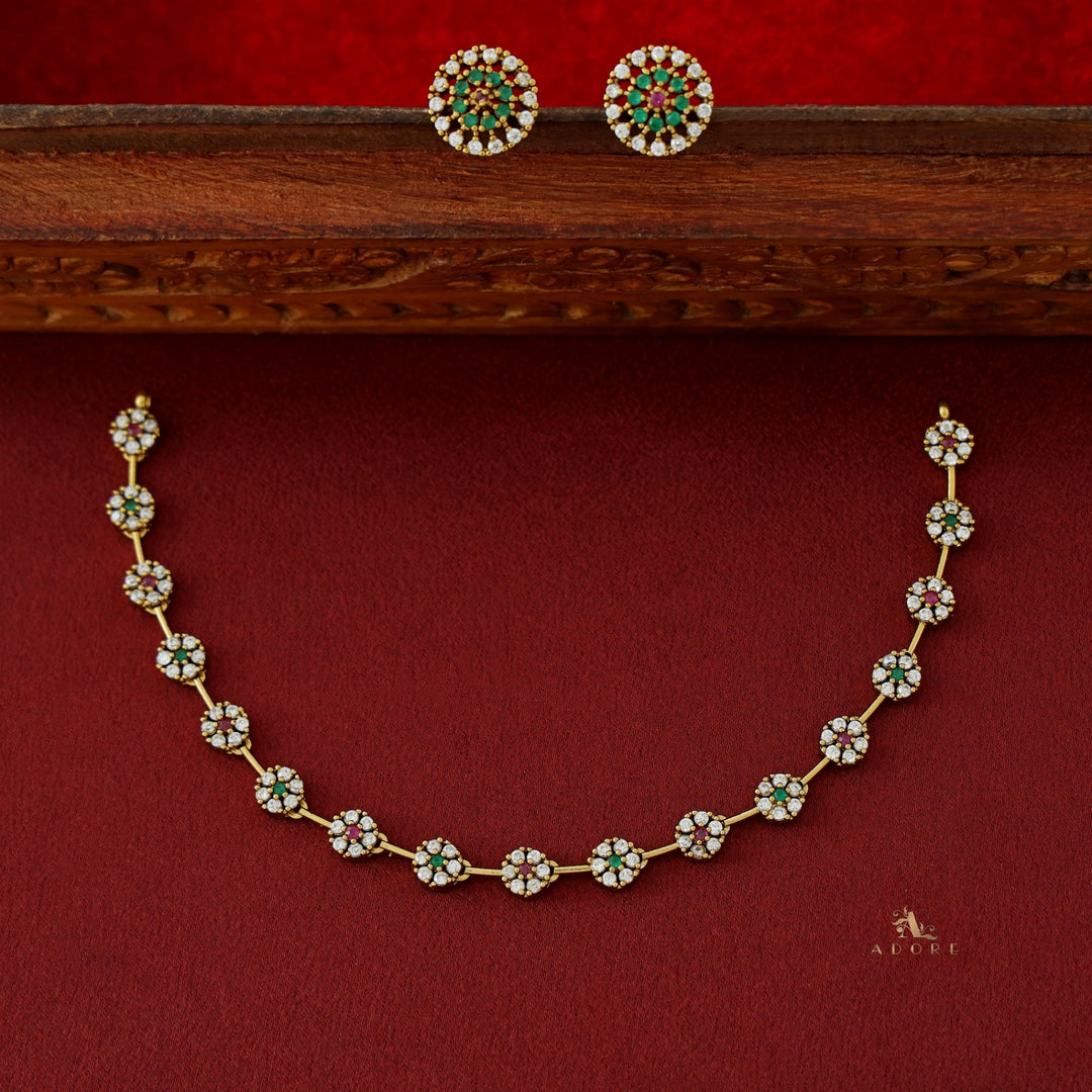 Sayali Flower AD Neckpiece With Stud