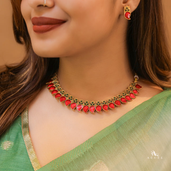 Avani Palakka Neckpiece With Earring