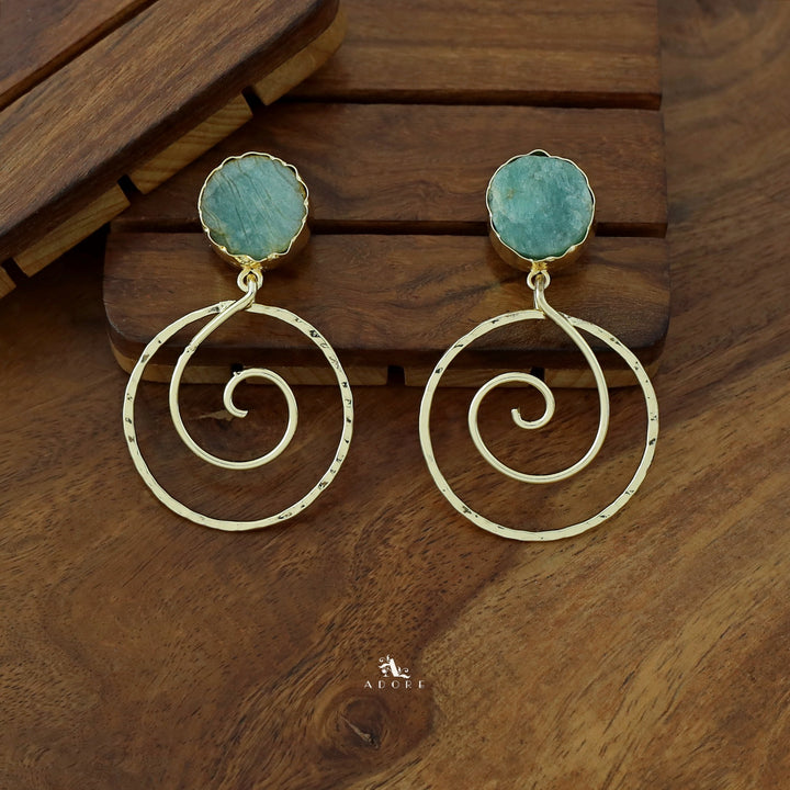 Golden Raw Stone Spiral Earring