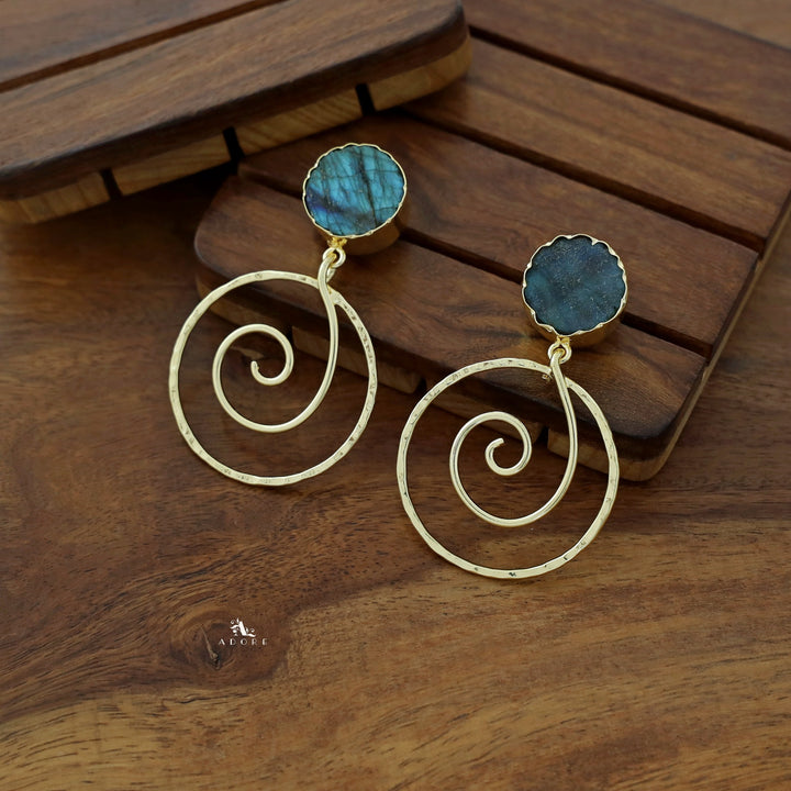 Golden Raw Stone Spiral Earring