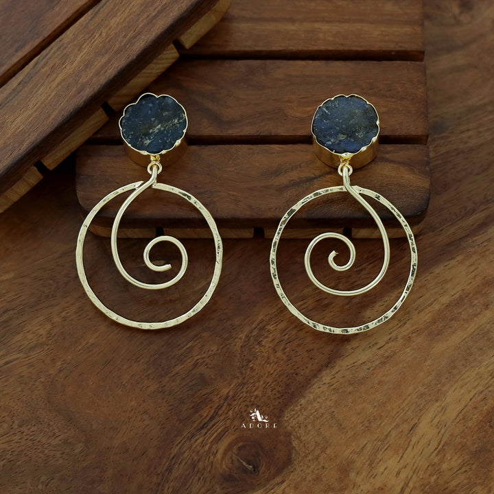 Golden Raw Stone Spiral Earring