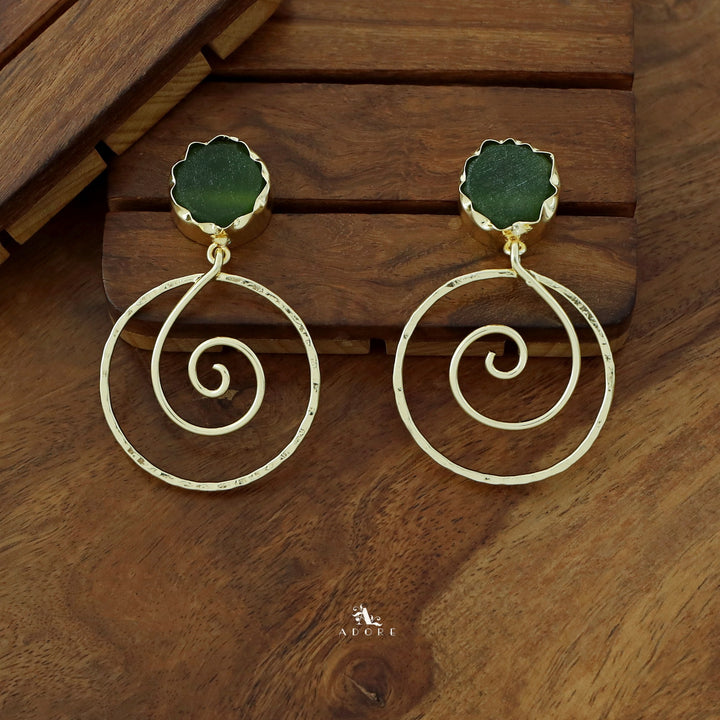 Golden Raw Stone Spiral Earring